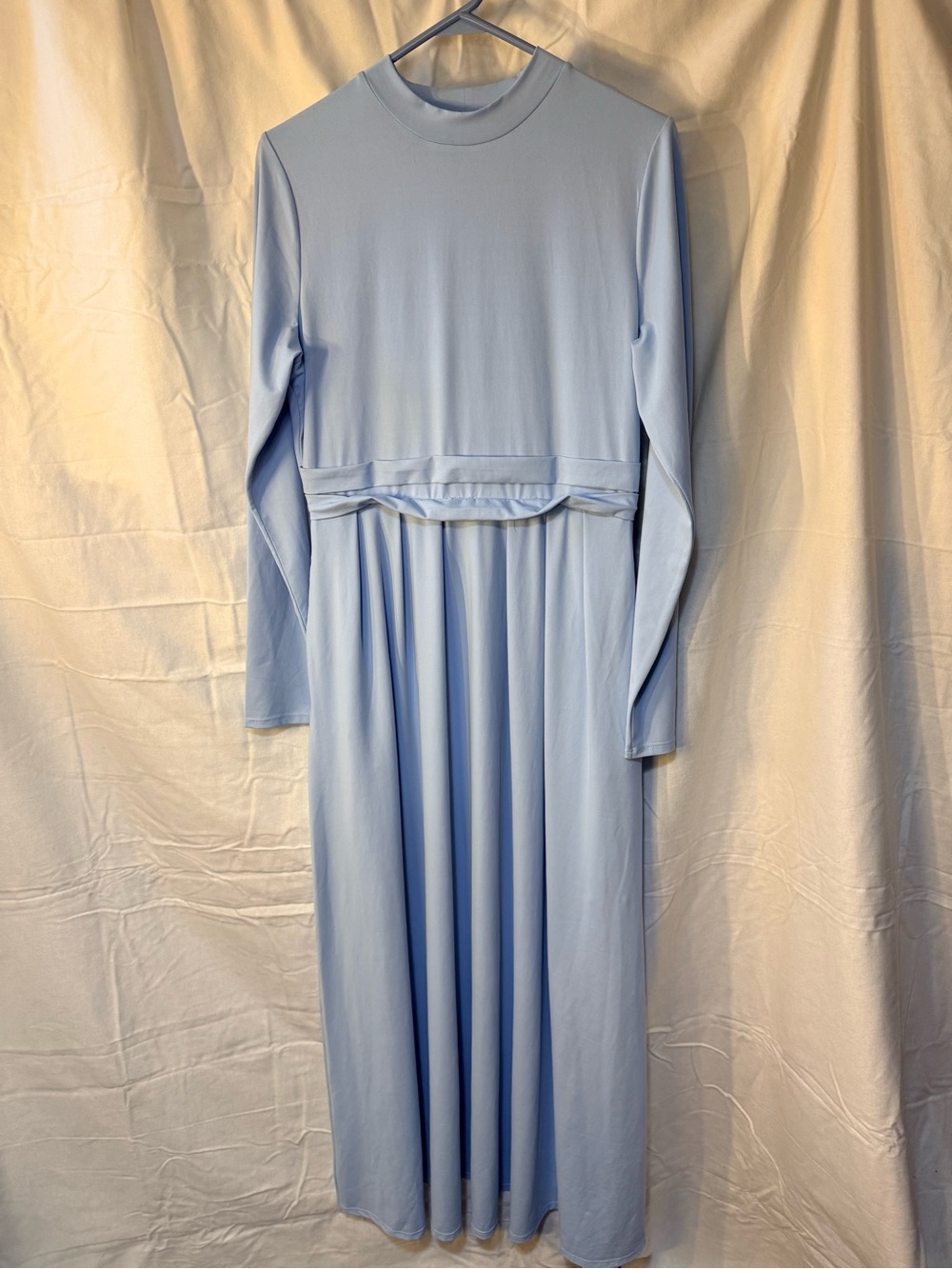 NWT Halara Blue Long Sleeve Maxi Dress wedding guest feminine flowy lightweight